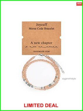 Morse Code Strand Bracelet Seed Bead Stainless Steel Lobster Clasp